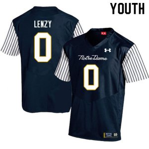 Notre Dame Fighting Irish Youth Braden Lenzy #0 Navy Under Armour Alternate Authentic Stitched College NCAA Football Jersey MXM8599VP